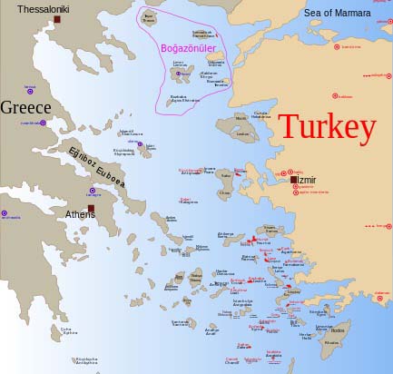 Эгейское море на карте