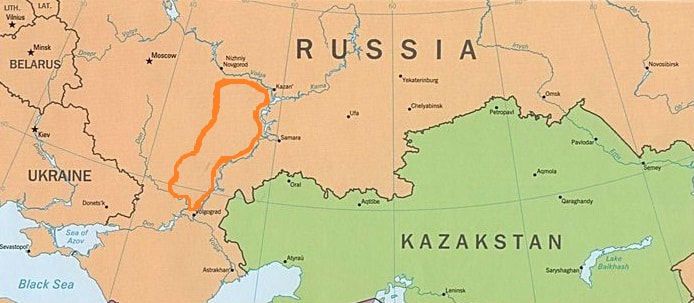 Приволжская возвышенность на карте