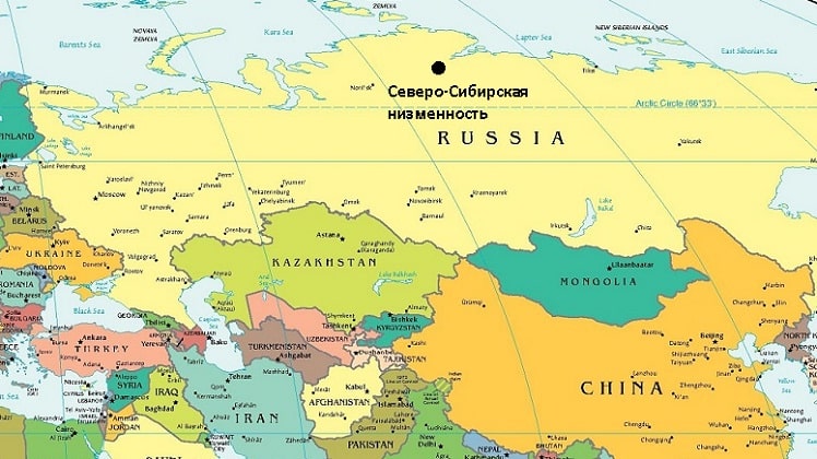 Северо-Сибирская низменность на карте