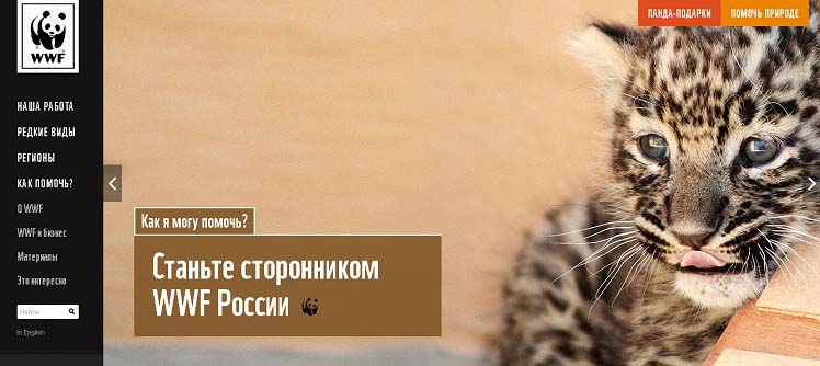 Скрин главной страницы сайта WWF Сайт WWF